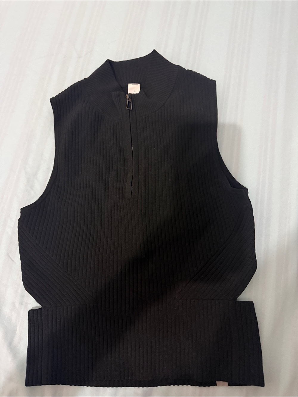 lululemon athletica Black Ribbed Half-Zip Mock Neck Tank